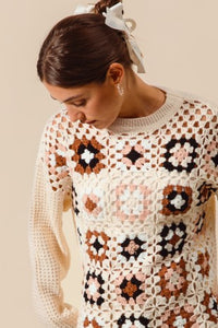 Granny Square Crochet Sweater Top
