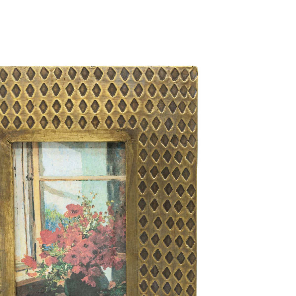 4X6 Berlin Hammered Brass Diamond Photo Frame