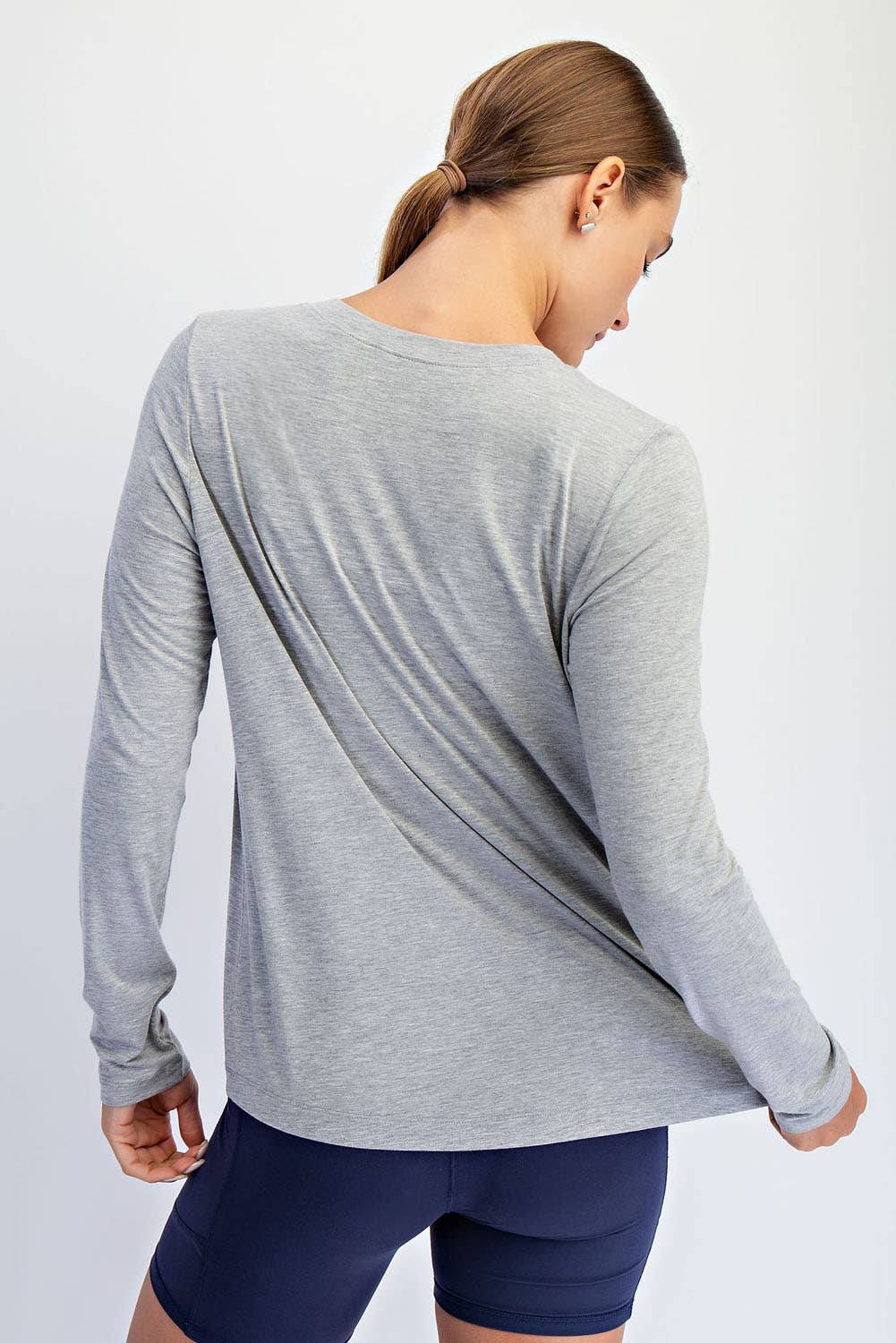 BLACK VISCOSE MODAL LONG SLEEVE TOP