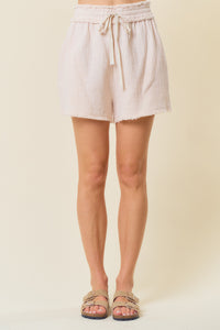 Cream Frayed Cotton Gauze Shorts