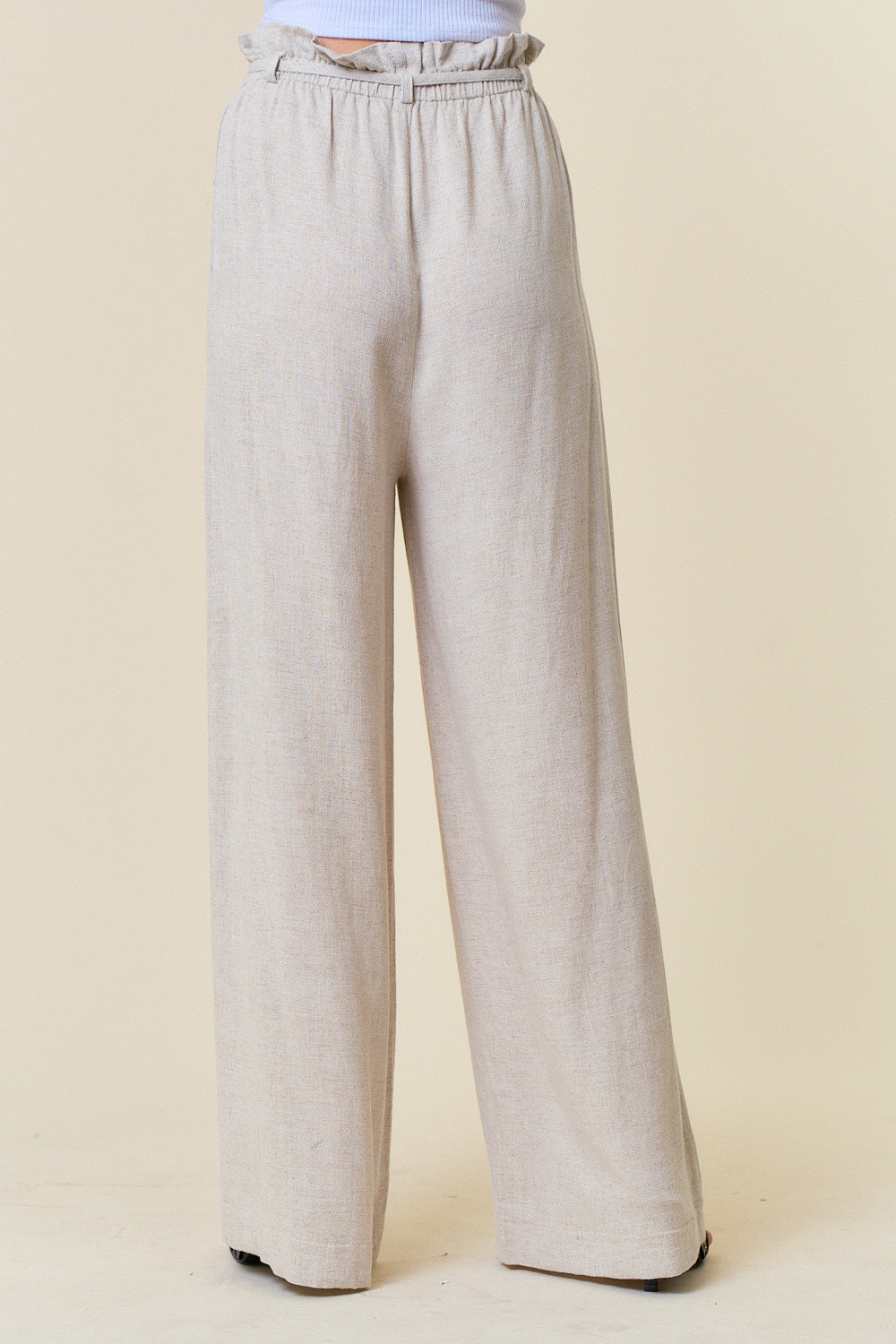 Natural Rayon Linen Paper Bag Pants