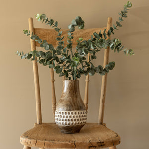 Gigi Whitewashed Wood Bead Dried Florals Vase