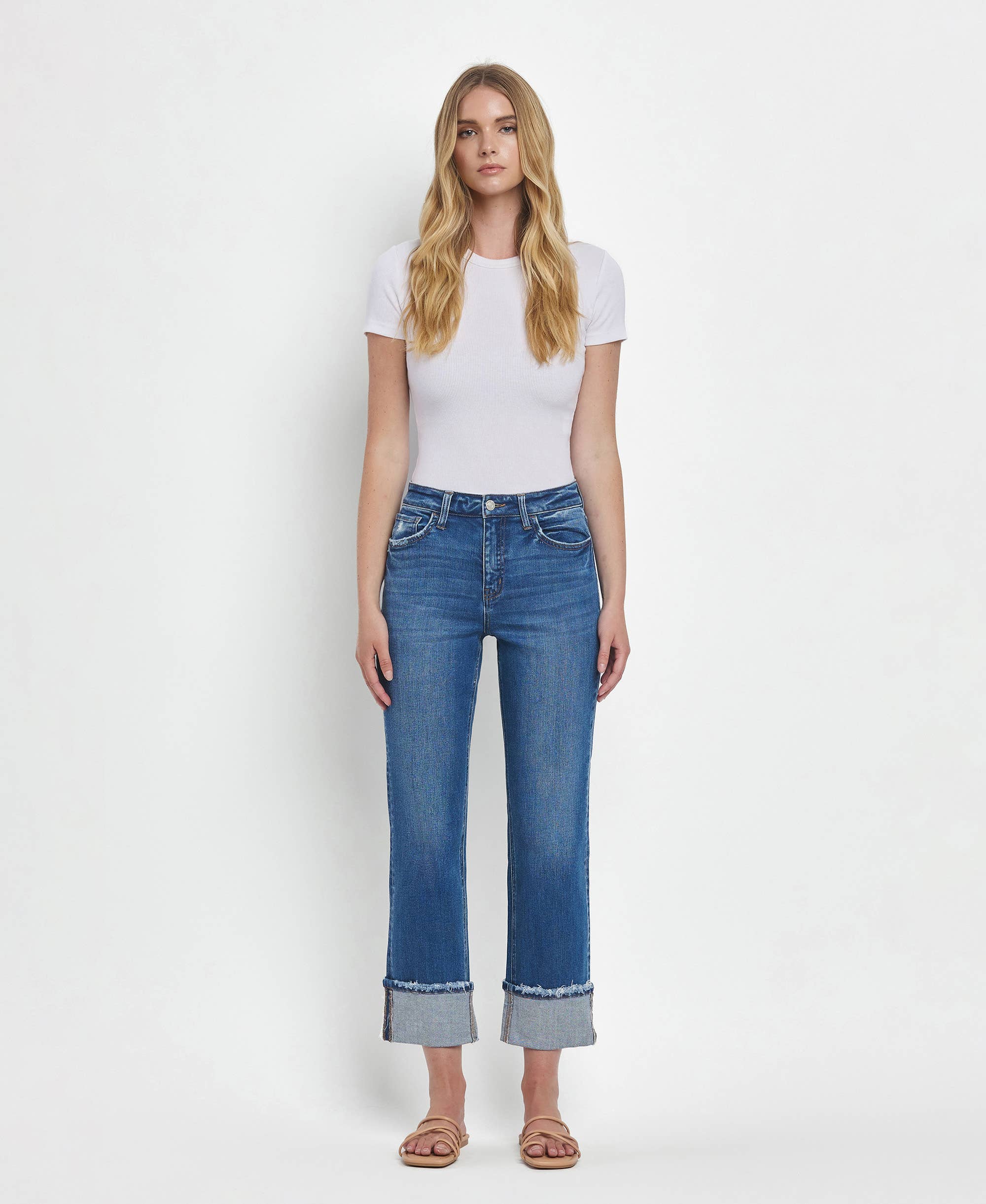 DAPHNE HIGH RISE CUFFED STRAIGHT JEANS