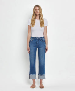 DAPHNE HIGH RISE CUFFED STRAIGHT JEANS