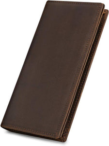 Dark BrownLeather Bifold Wallet Long Wallet