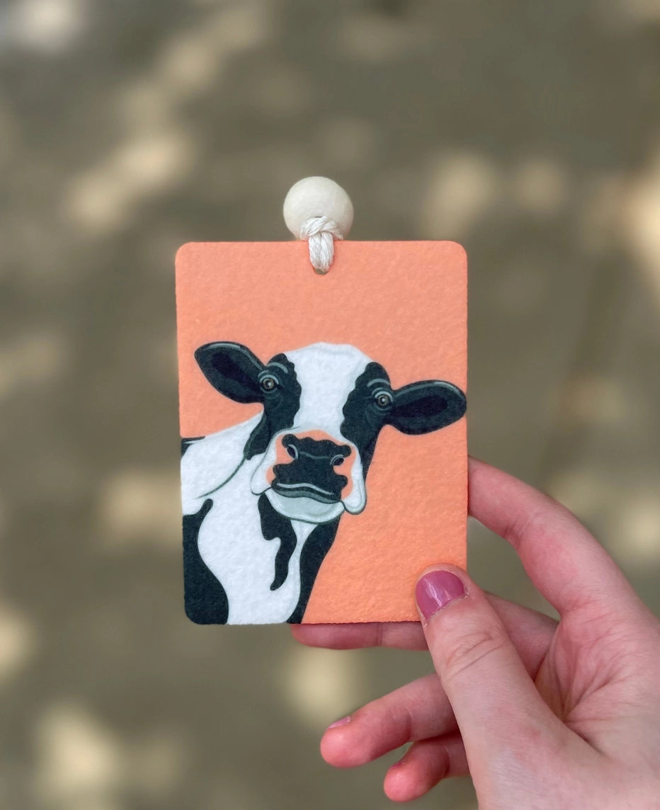 Peach Cow Car Charm Freshie