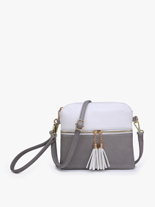 Diamond-Beige Tara Double Zip Crossbody/Wristlet