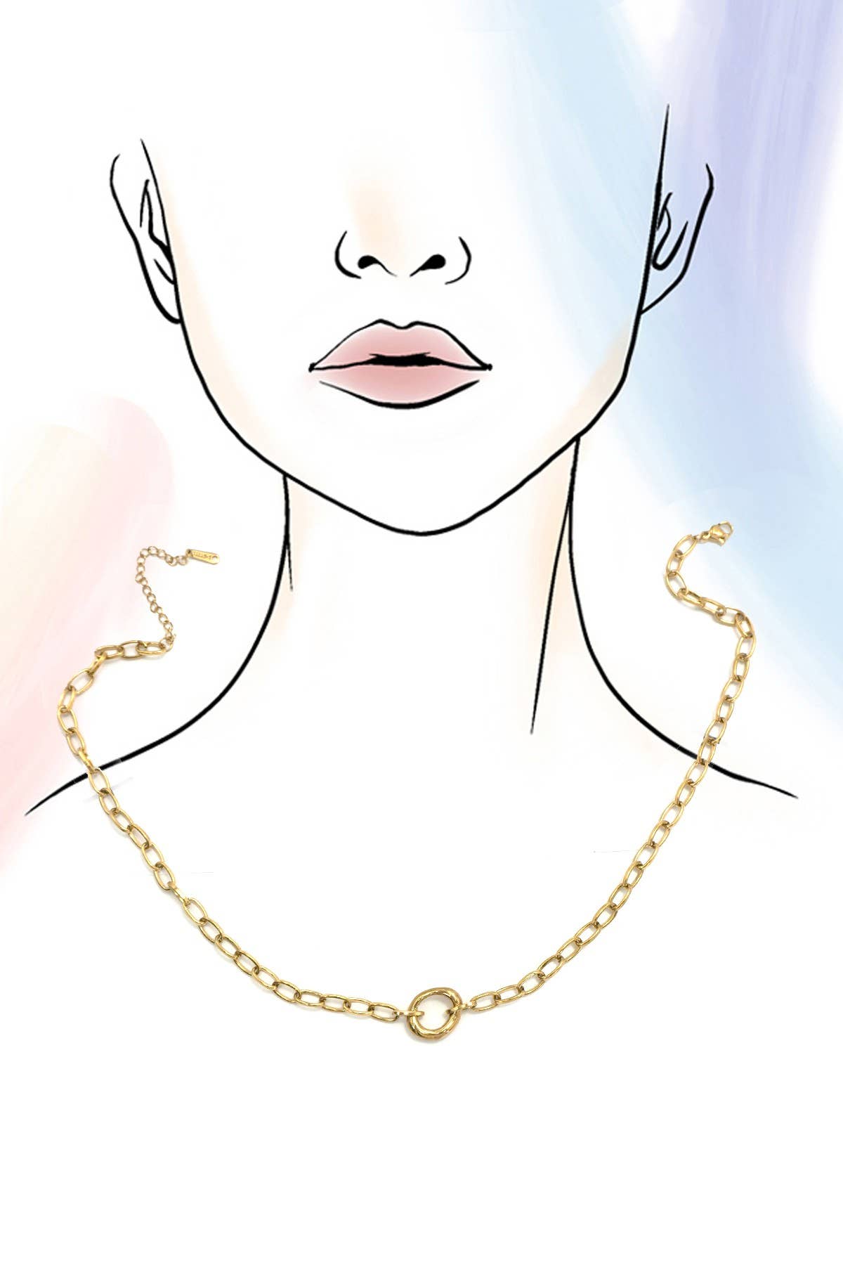 GOLD 18K STAINLESS STEEL TARNISH FREE OVAL NECKLACE