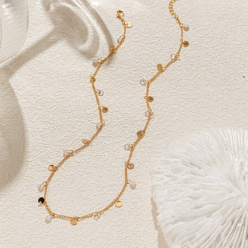 GOLD 18K STAINLESS STEEL TARNISH FREE DISC NECKLACE
