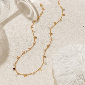 GOLD 18K STAINLESS STEEL TARNISH FREE DISC NECKLACE
