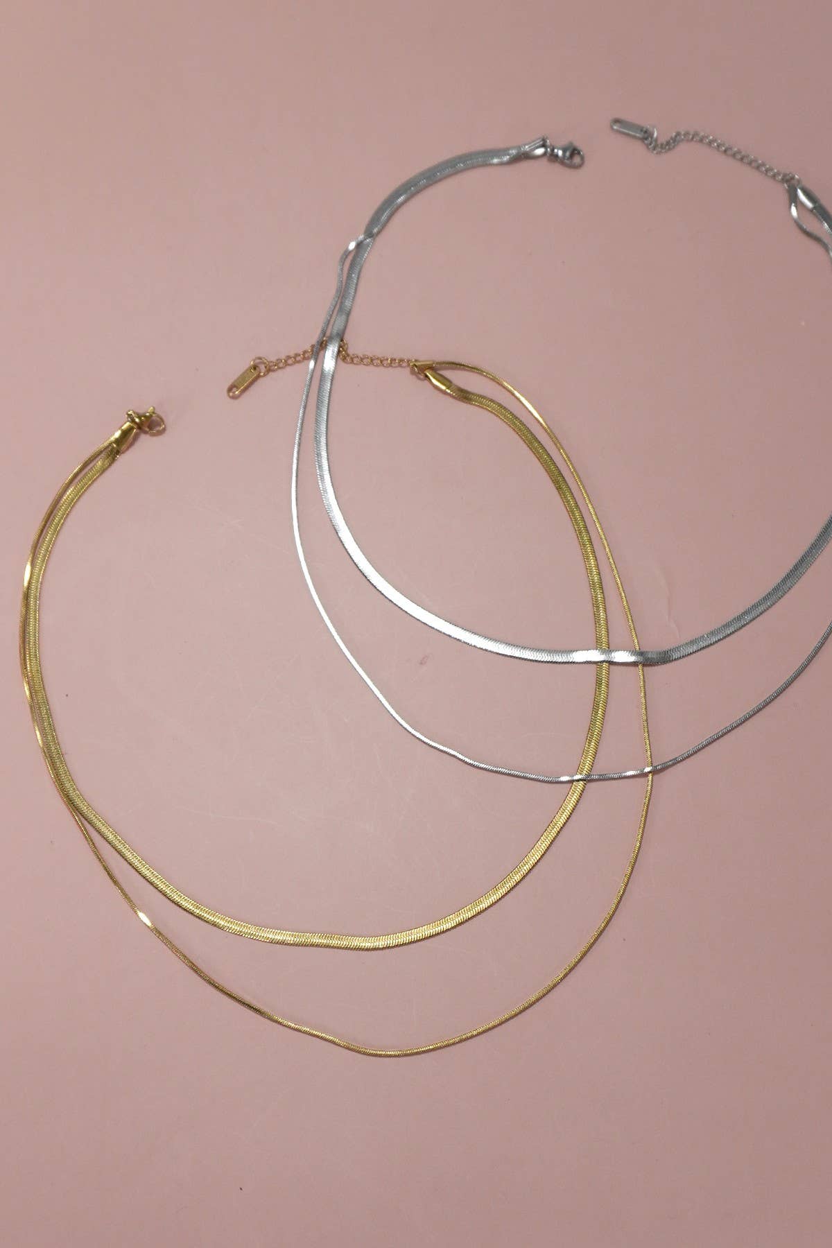 SILVER STAINLESS STEEL TARNISH FREE  MULTI LAYER NECKLACE