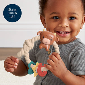 Ritzy Rattle™ Silicone Teether Rattles: Highland Cow