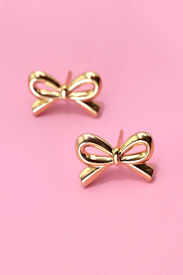 18K STAINLESS STEEL TARNISH FREE BOW STUD EARRINGS