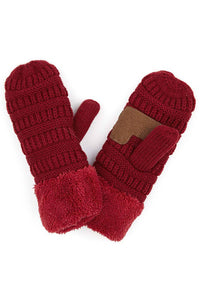 Navy C.C Solid Color Knitted Mitten Gloves