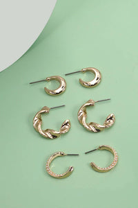 TRIO HUGGIE TWIST PEARL HOOP EARRINGS