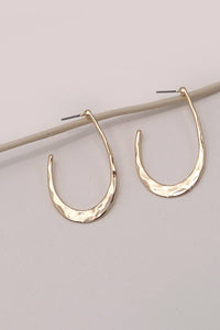 HAMMERED U SHAPE HOOP DROP EARRINGS