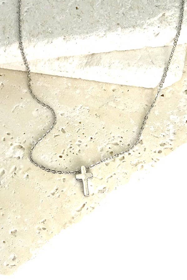 SILVER CLASSIC MINI CROSS NECKLACE