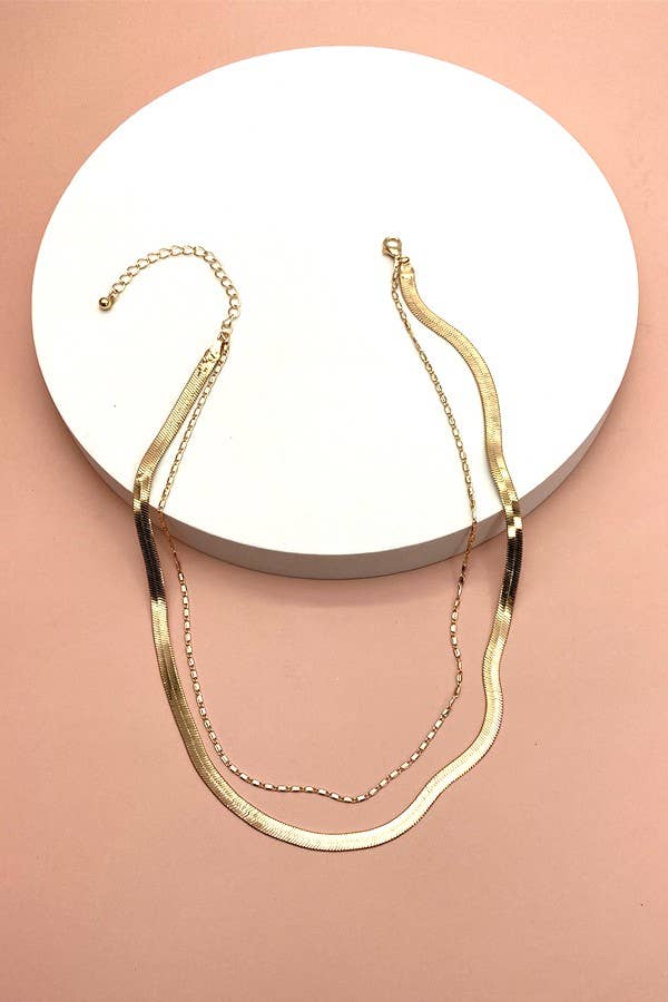 GOLD DOUBLE SNAKE AND LARGO CHAIN NECKLACE