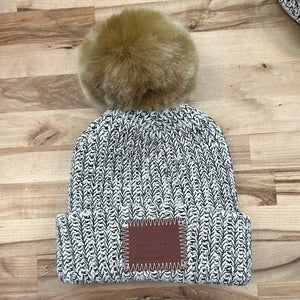 Kids Black Speckled Pom Beanie