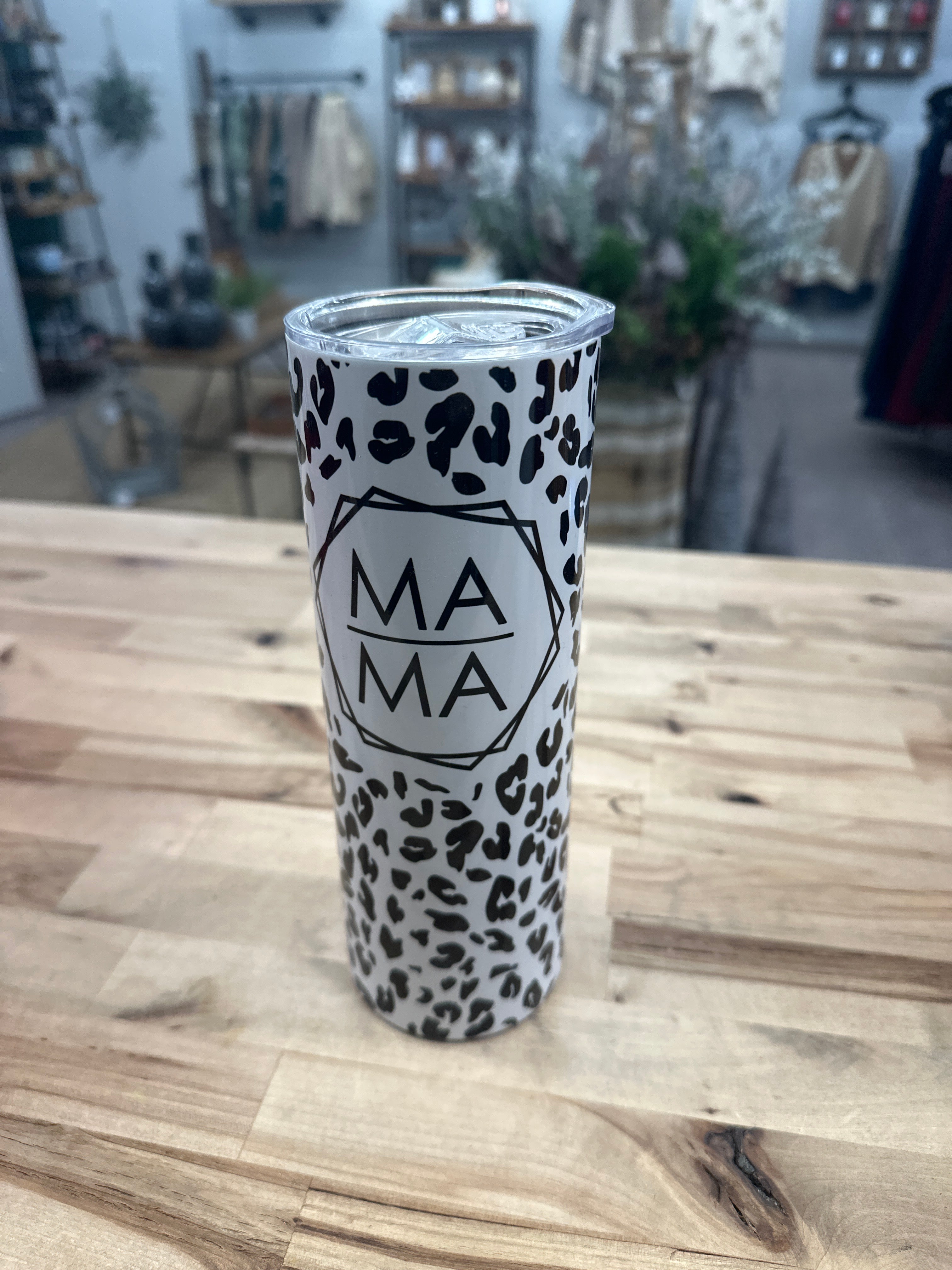 Black Cheetah Mama Tumbler