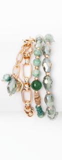Teal Rolling Stones Stacked Bracelet