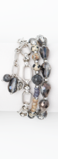 Black Rolling Stones Stacked Bracelet