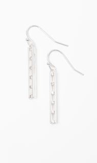 Silver Crystal Bar Earrings