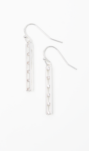 Silver Crystal Bar Earrings