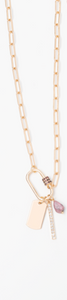 Mauve Sticks & Stones Charm Necklace