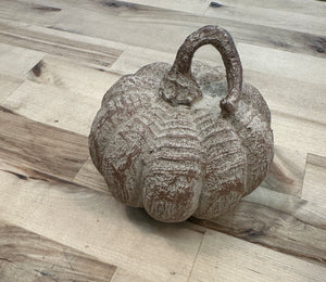 3 Inch Tan Resin Faux Woodgrain Filler Pumpkin