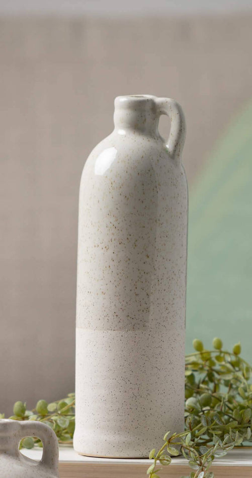 WHITE SPECKLED JUG VASE