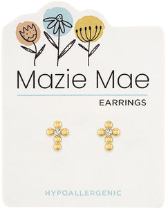 Gold Bubble Cross Stud Mazie Mae Earring