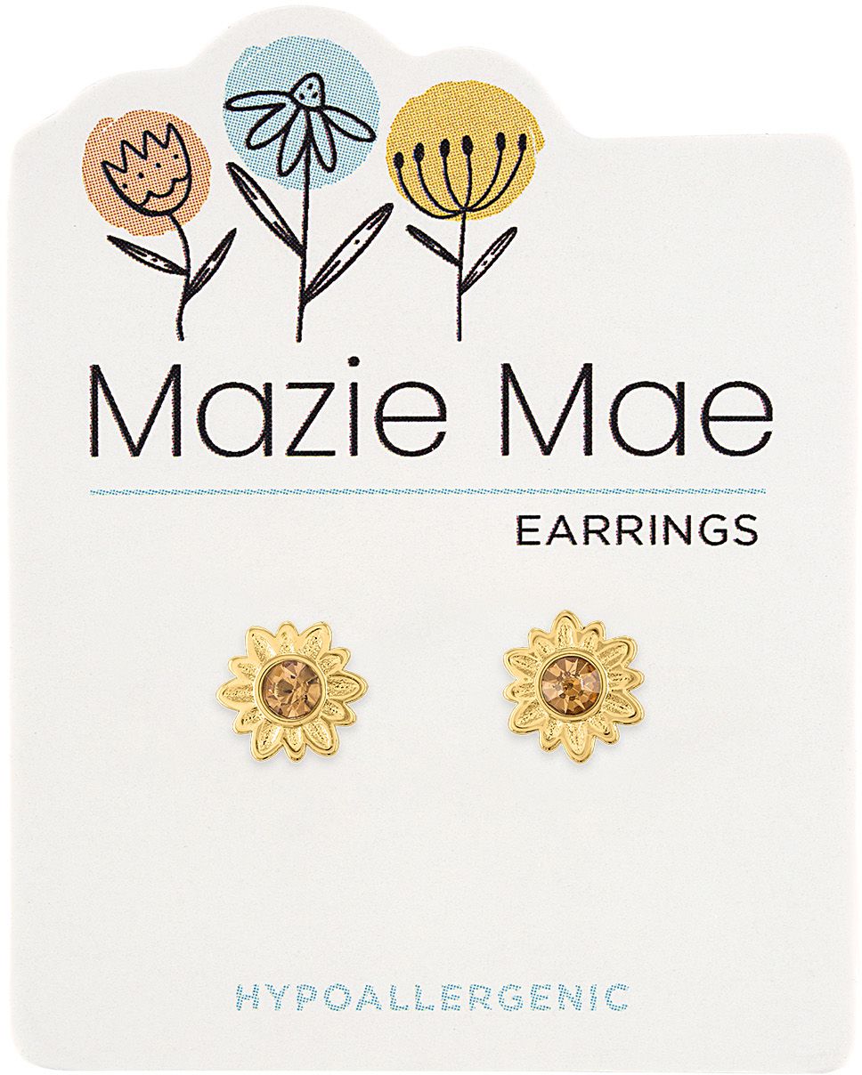 Gold Sunflower Stud Mazie Mae Earring