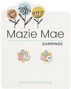 Gold White Opal & Vintage Rose Cluster Stud Mazie