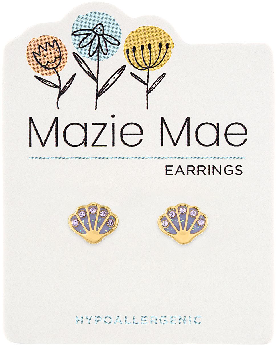 Gold Purple Seashell Mazie Mae Earring