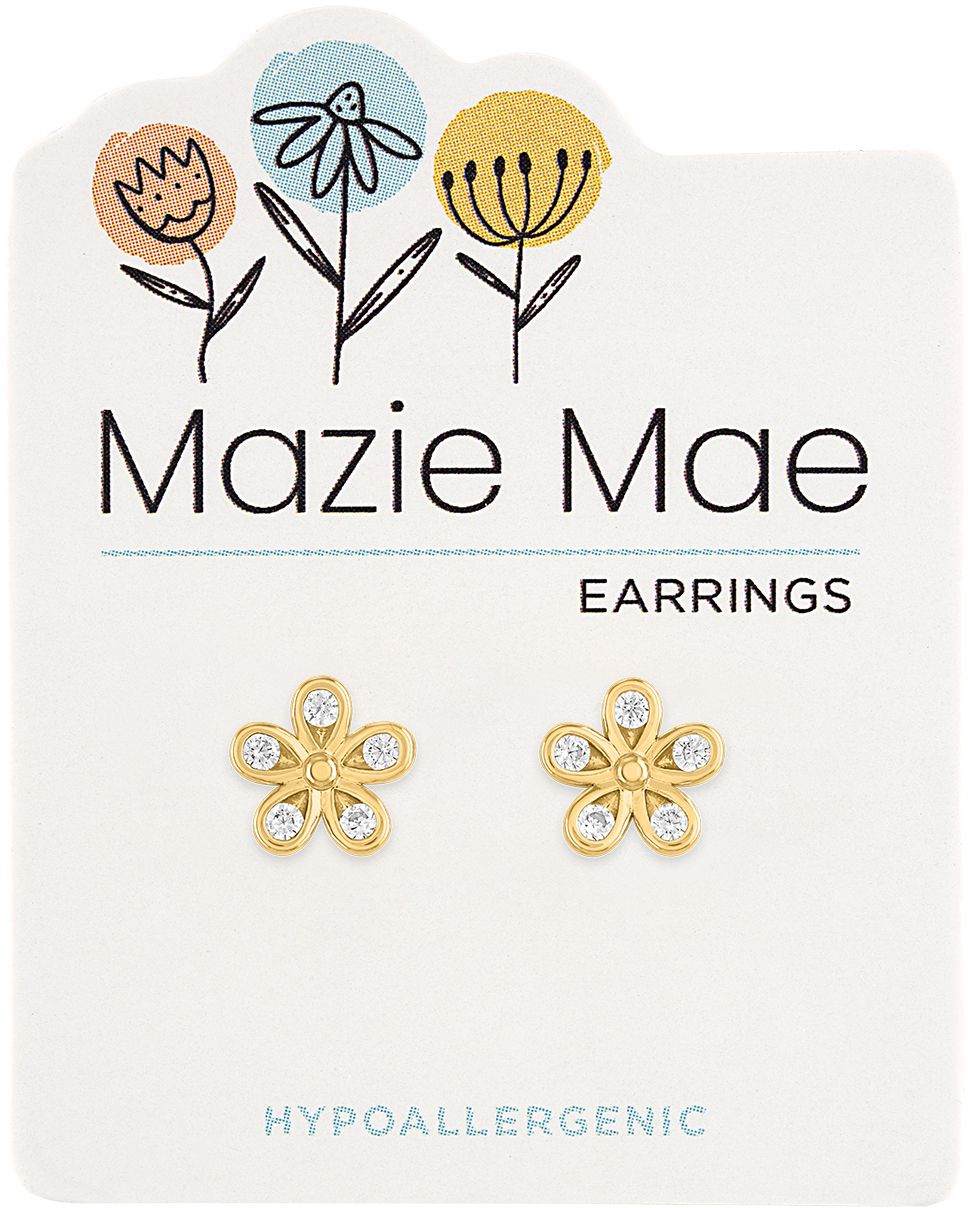 Gold CZ Flower Stud Mazie Mae Earring