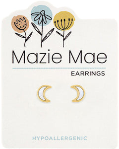 Gold Mother of Pearl Moon Stud Mazie Mae Earring