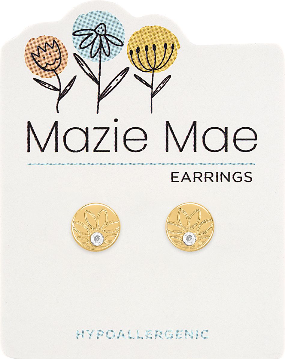 Gold Outlined Sunflower Stud Mazie Mae Earring