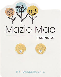 Gold Outlined Sunflower Stud Mazie Mae Earring