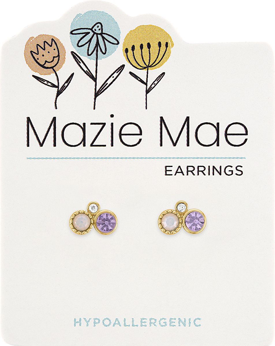 Gold Purple Trio Stud Mazie Mae Earring