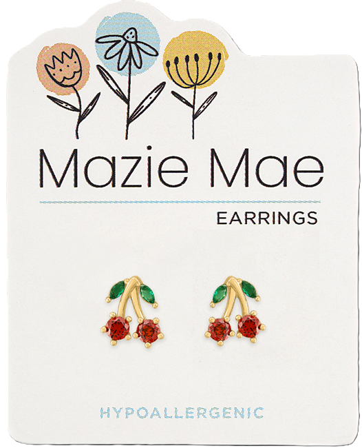 Gold Cherry Stud Mazie Mae Earring