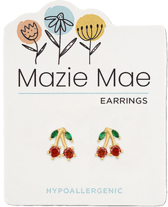 Gold Cherry Stud Mazie Mae Earring