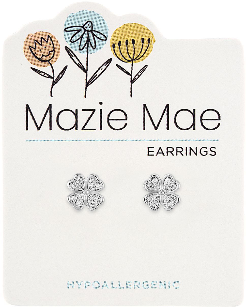 Silver CZ Clover Stud Mazie Mae Earring