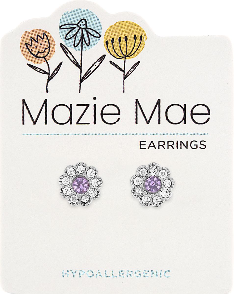 Silver Light Amethyst CZ Flower Stud Mazie Mae Earring