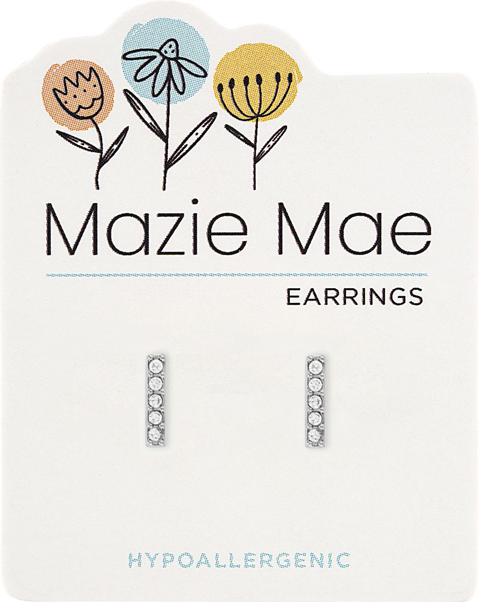 Silver CZ Bar Stud Mazie Mae Earring