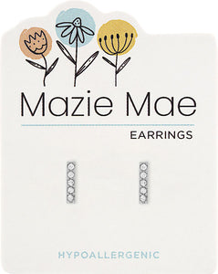 Silver CZ Bar Stud Mazie Mae Earring