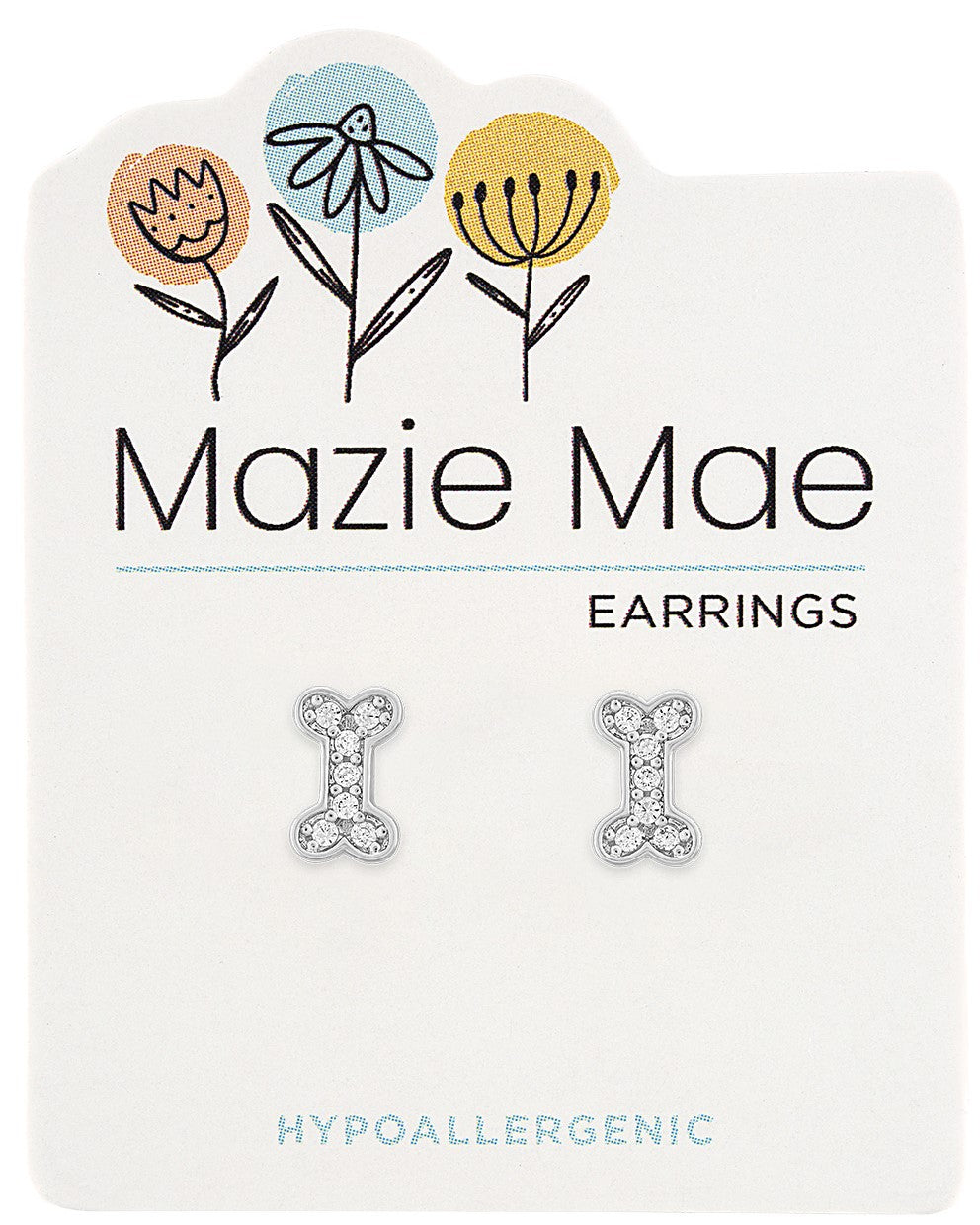 Silver CZ Dog Bone Stud Mazie Mae Earring