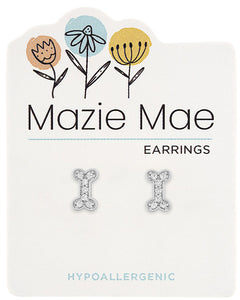 Silver CZ Dog Bone Stud Mazie Mae Earring