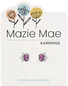 Silver Light Amethyst Oval Cluster Stud Mazie Mae Earring