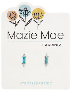 Silver Aquamarine Solitaire Stud Mazie Mae Earring